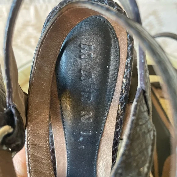 MARNI snakeskin platform wedge sandals 39 US8 - Picture 5 of 9